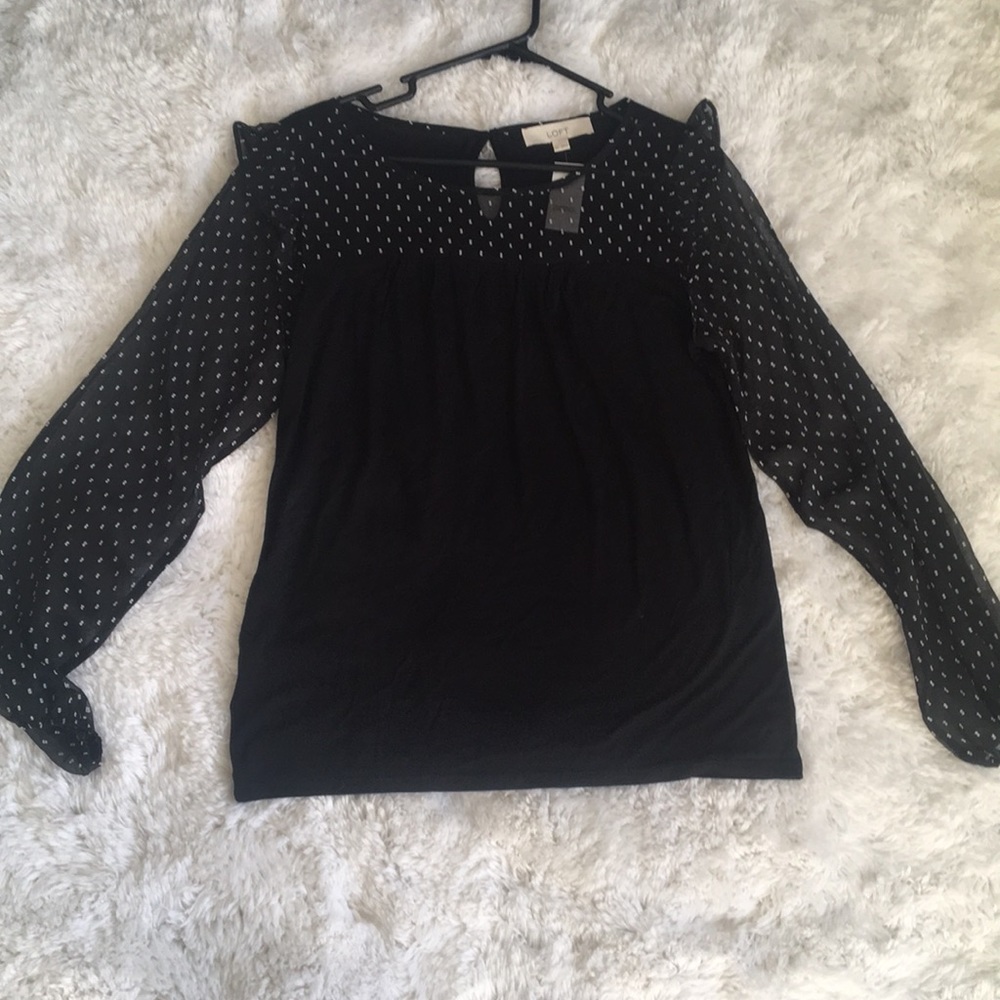 Loft sheer ruffle top